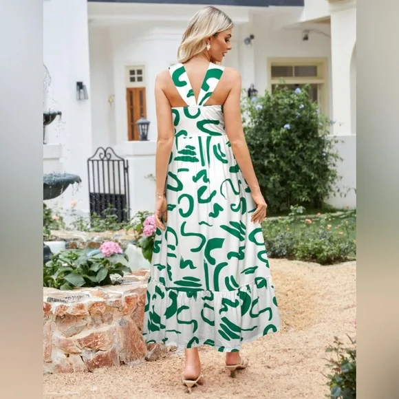 Grace Karin Women’s Criss Cross Halterneck Sleeveless Summer Floral Dress/Medium - Picture 3 of 11